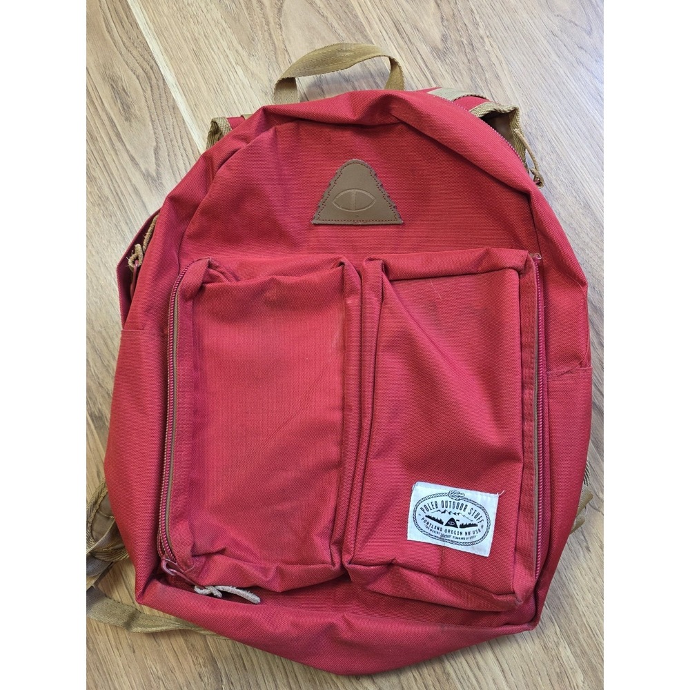 Poler‎ Outdoor Stuff Backpack Red Canvas Brown Leather Portland Oregon